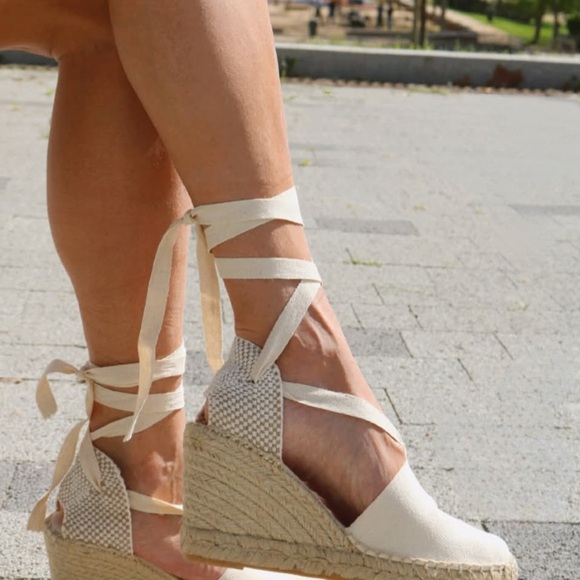 Macy's Cream Lace Espadrille Flats - Picture 1 of 4
